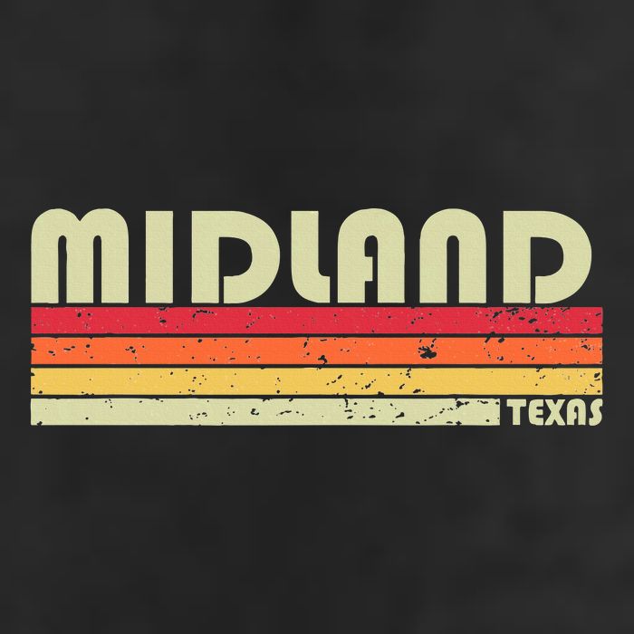 Midland Tx Texas Funny City Home Roots Gift Retro 70s 80s 7 Panel Mesh Trucker Snapback Hat