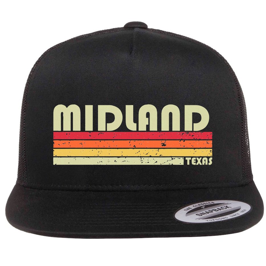Midland Tx Texas Funny City Home Roots Gift Retro 70s 80s Flat Bill Trucker Hat