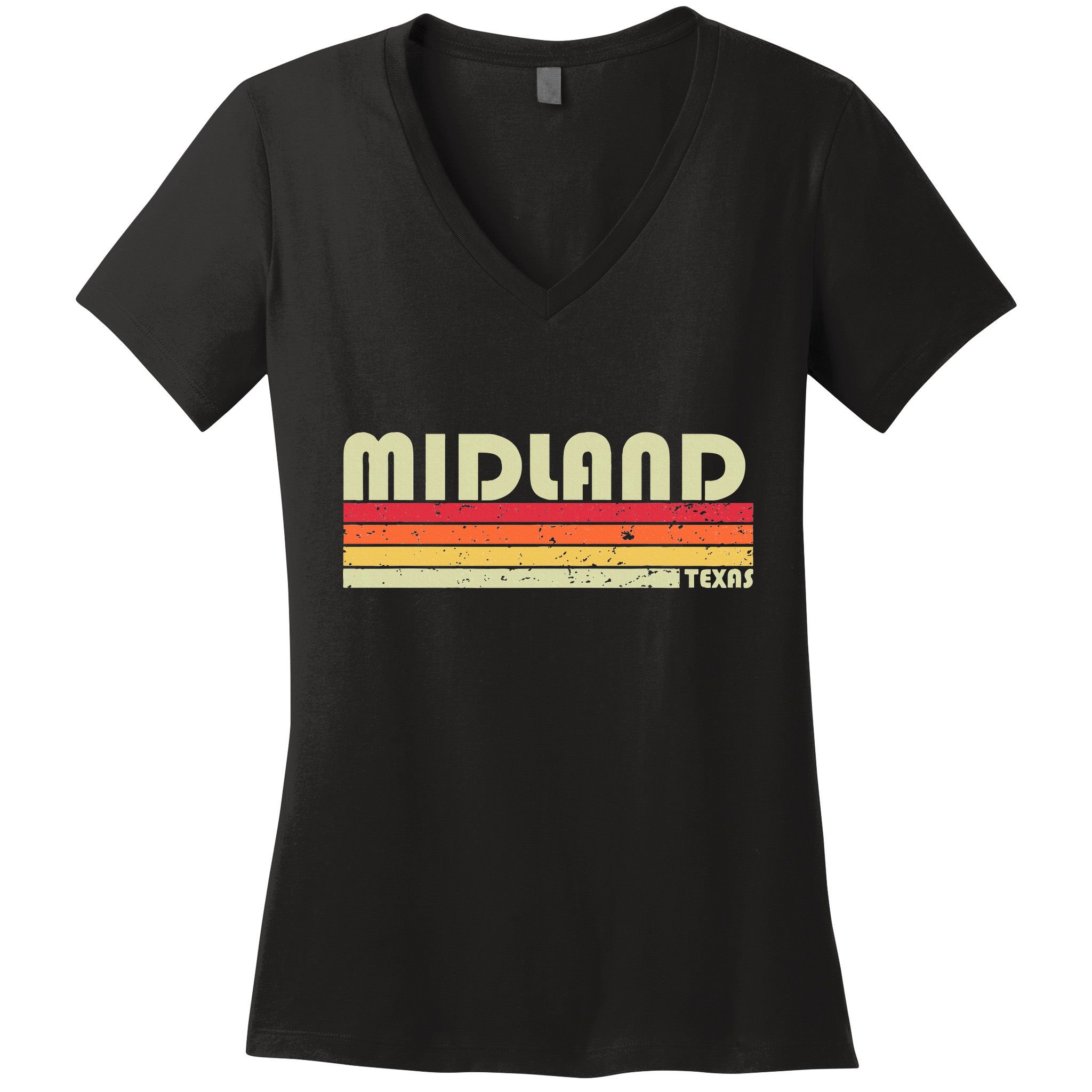 Midland Tx Texas Funny City Home Roots Gift Retro 70s 80s Women's V-Neck T-Shirt
