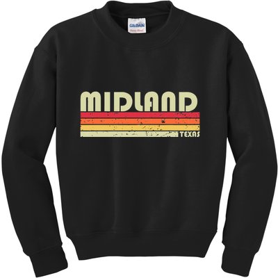 Midland Tx Texas Funny City Home Roots Gift Retro 70s 80s Kids Sweatshirt