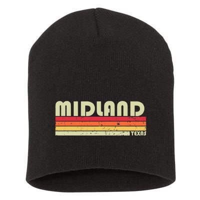 Midland Tx Texas Funny City Home Roots Gift Retro 70s 80s Short Acrylic Beanie