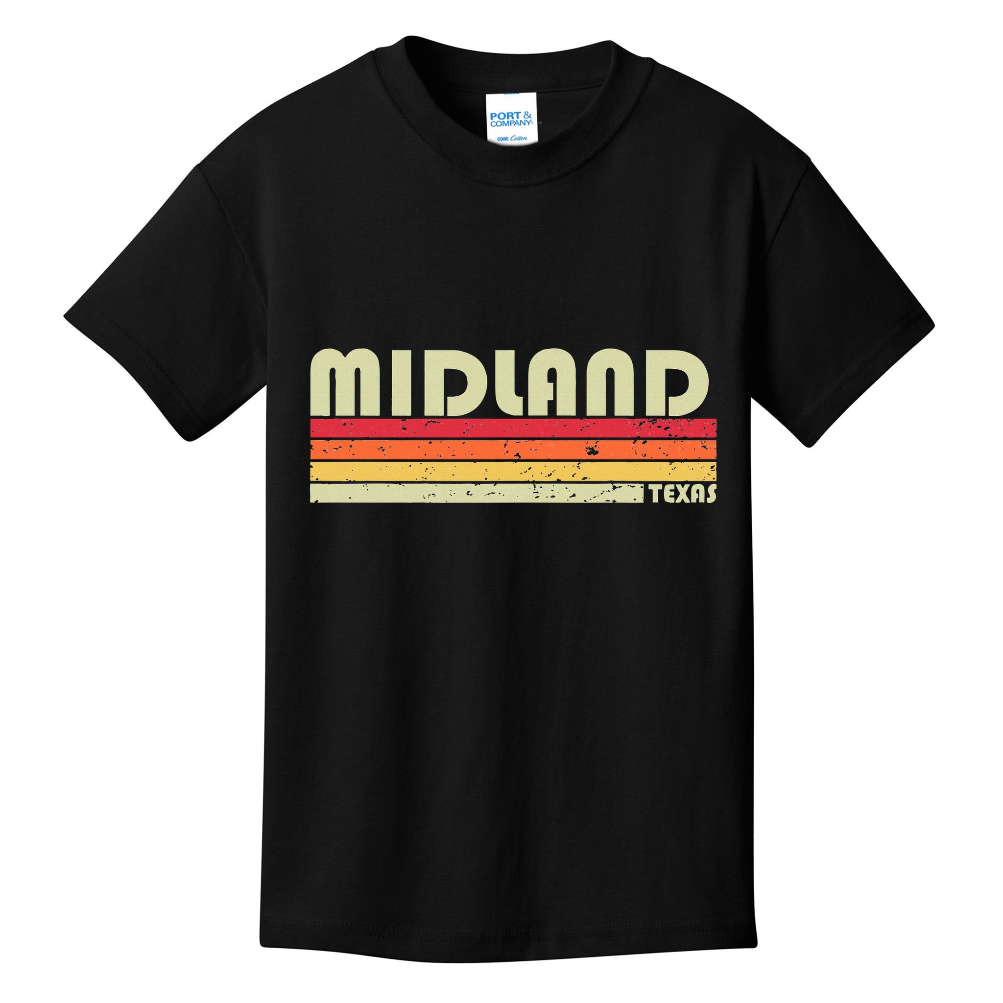 Midland Tx Texas Funny City Home Roots Gift Retro 70s 80s Kids T-Shirt