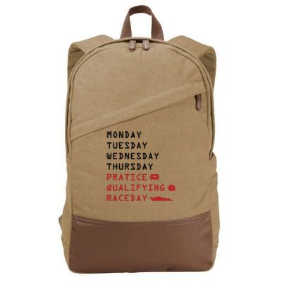 Monday Tuesday Thursday Practice Qualifying Race Day Cotton Canvas Backpack