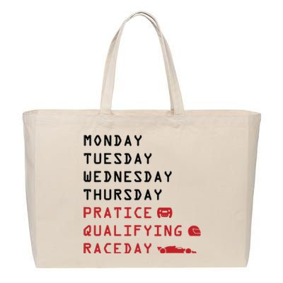 Monday Tuesday Thursday Practice Qualifying Race Day Cotton Canvas Jumbo Tote