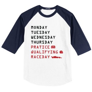 Monday Tuesday Thursday Practice Qualifying Race Day Baseball Sleeve Shirt