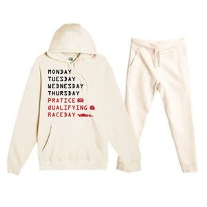 Monday Tuesday Thursday Practice Qualifying Race Day Premium Hooded Sweatsuit Set