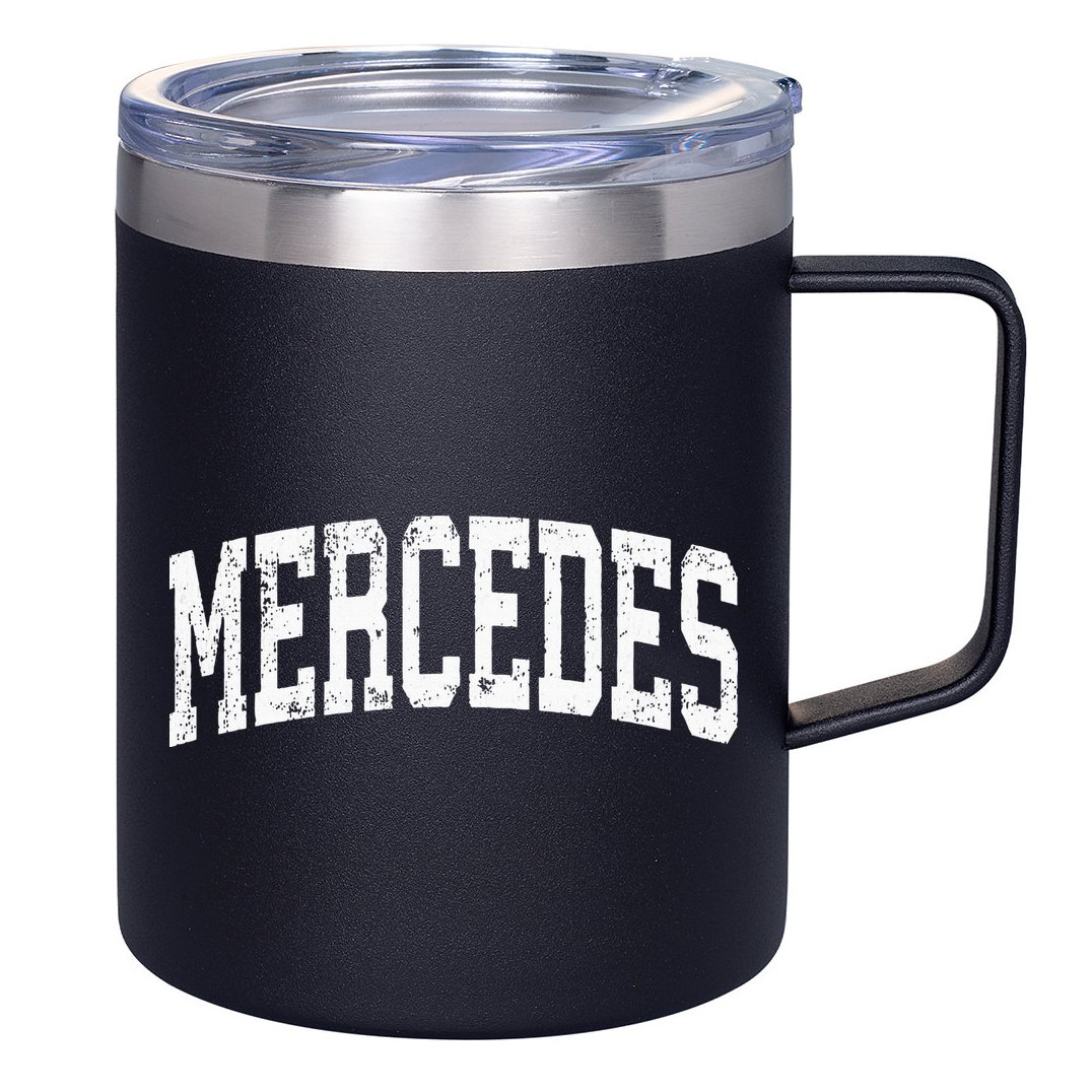 Mercedes Texas Tx Vintage Athletic Sports Design 12oz Stainless Steel Coffee Mug