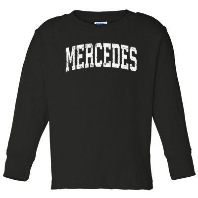 Mercedes Texas Tx Vintage Athletic Sports Design Toddler Long Sleeve Shirt