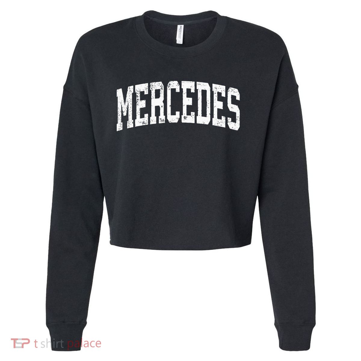 Mercedes Texas Tx Vintage Athletic Sports Design Cropped Pullover Crew