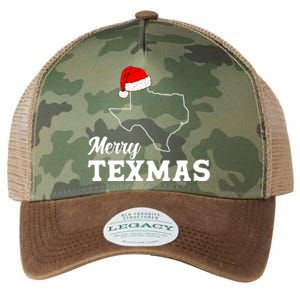 Merry Texmas Texas State Christmas Light Outline Santa Hat Legacy Tie Dye Trucker Hat