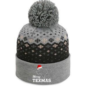 Merry Texmas Texas State Christmas Light Outline Santa Hat The Baniff Cuffed Pom Beanie