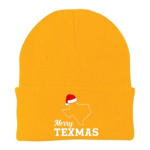 Merry Texmas Texas State Christmas Light Outline Santa Hat Knit Cap Winter Beanie