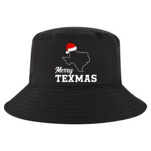 Merry Texmas Texas State Christmas Light Outline Santa Hat Cool Comfort Performance Bucket Hat