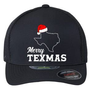 Merry Texmas Texas State Christmas Light Outline Santa Hat Flexfit Unipanel Trucker Cap