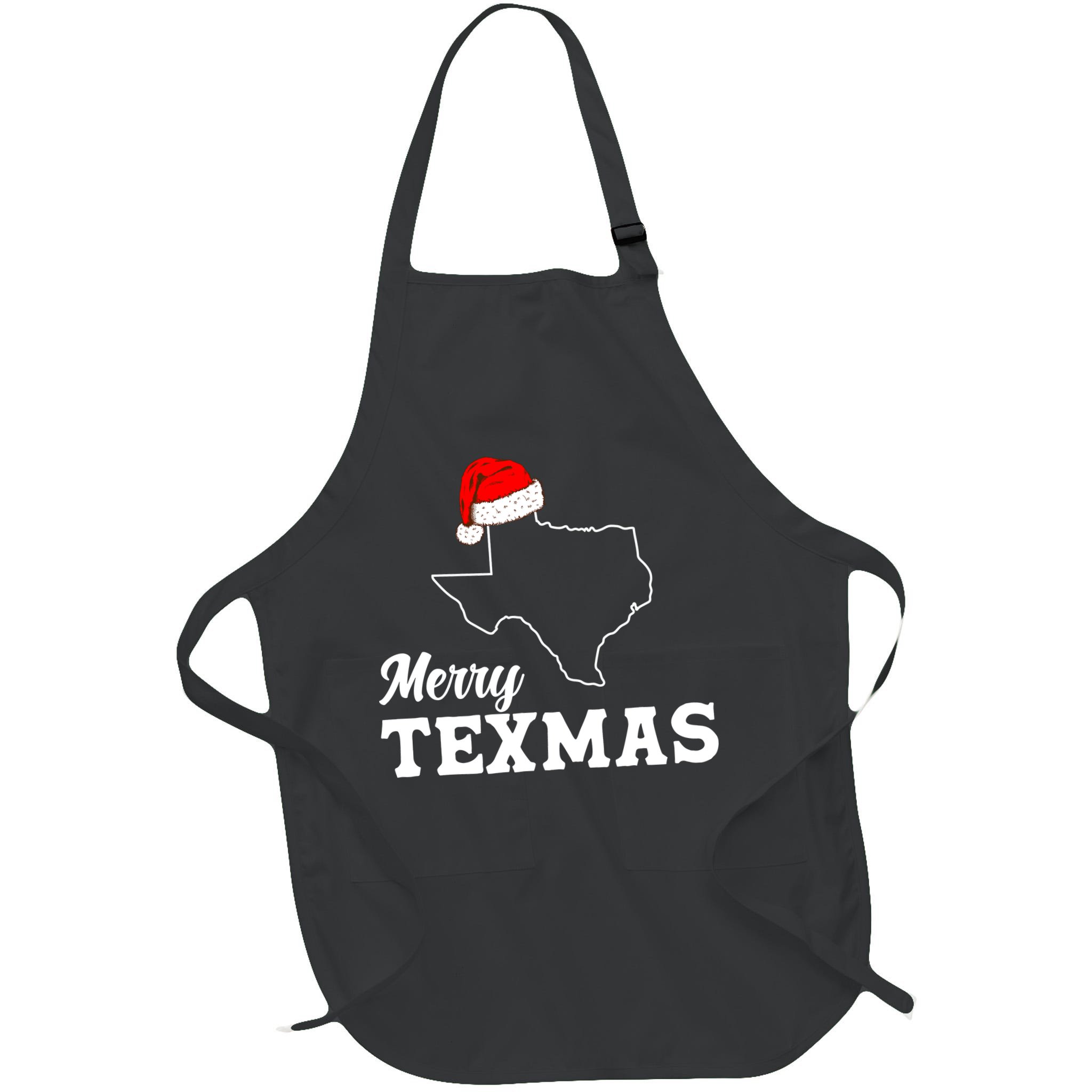Merry Texmas Texas State Christmas Light Outline Santa Hat Apron