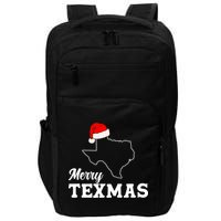 Merry Texmas Texas State Christmas Light Outline Santa Hat Impact Tech Backpack