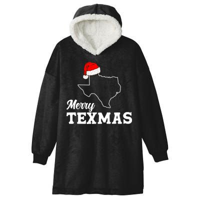 Merry Texmas Texas State Christmas Light Outline Santa Hat Hooded Wearable Blanket
