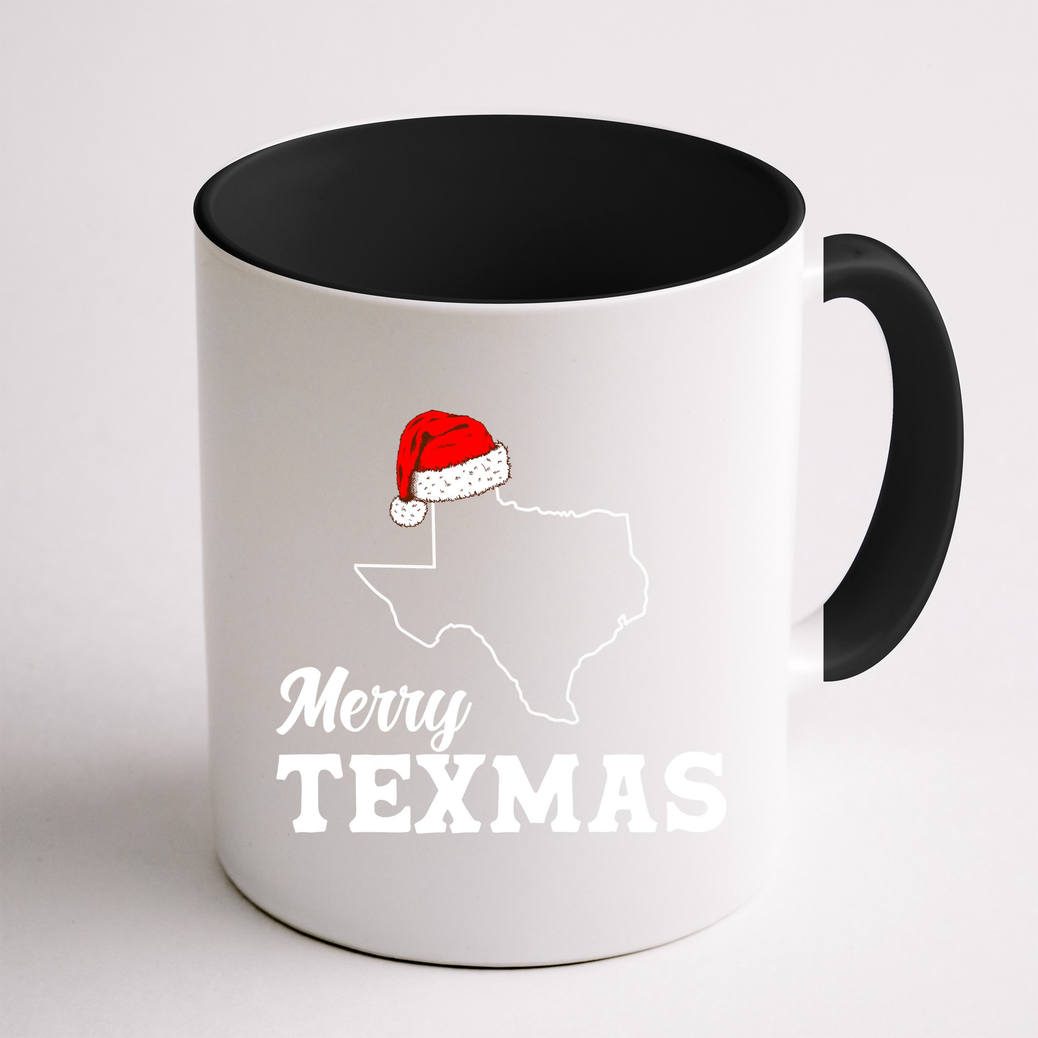 Merry Texmas Texas State Christmas Light Outline Santa Hat Mug