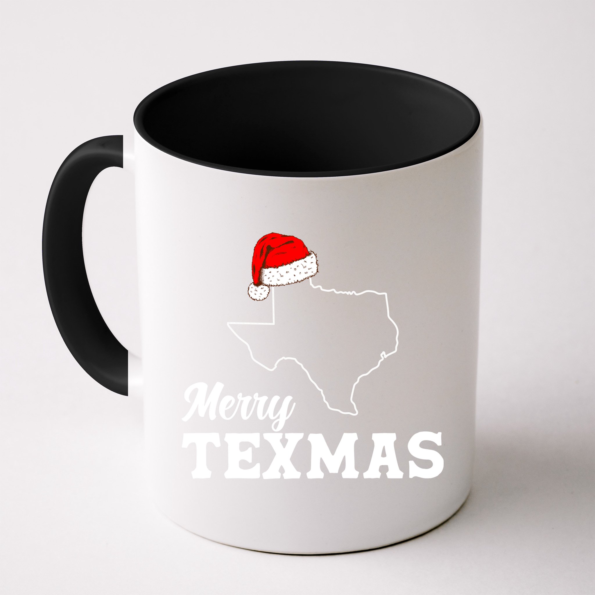 Merry Texmas Texas State Christmas Light Outline Santa Hat Mug