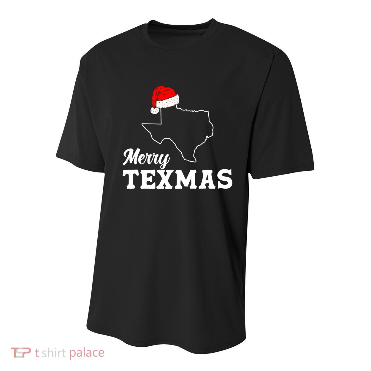 Merry Texmas Texas State Christmas Light Outline Santa Hat Youth Performance Sprint T-Shirt