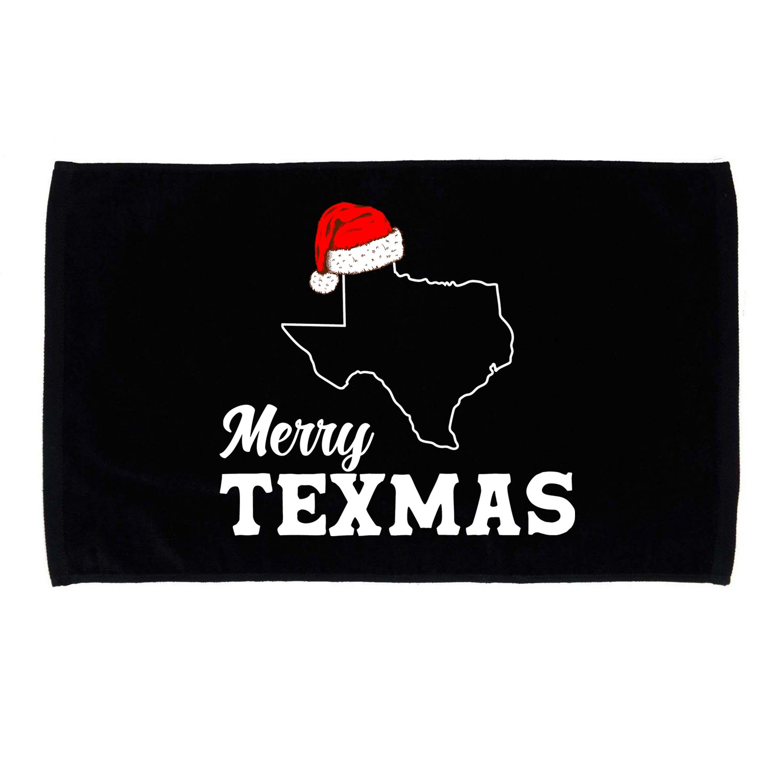 Merry Texmas Texas State Christmas Light Outline Santa Hat Microfiber Hand Towel