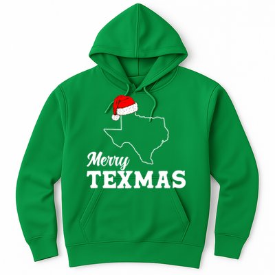 Merry Texmas Texas State Christmas Light Outline Santa Hat Hoodie