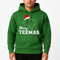 Merry Texmas Texas State Christmas Light Outline Santa Hat Hoodie