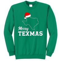 Merry Texmas Texas State Christmas Light Outline Santa Hat Sweatshirt