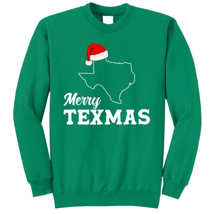 Merry Texmas Texas State Christmas Light Outline Santa Hat Sweatshirt