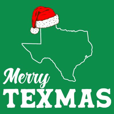Merry Texmas Texas State Christmas Light Outline Santa Hat T-Shirt