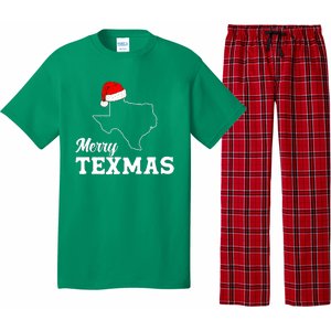 Merry Texmas Texas State Christmas Light Outline Santa Hat Pajama Set