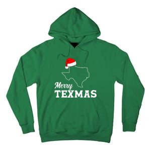 Merry Texmas Texas State Christmas Light Outline Santa Hat Tall Hoodie