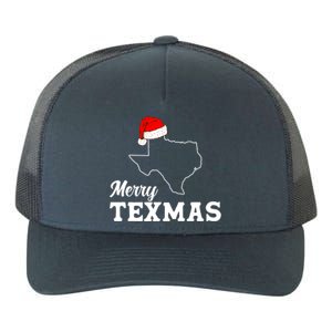 Merry Texmas Texas State Christmas Light Outline Santa Hat Yupoong Adult 5-Panel Trucker Hat