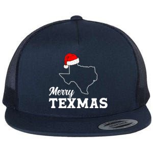 Merry Texmas Texas State Christmas Light Outline Santa Hat Flat Bill Trucker Hat