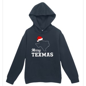 Merry Texmas Texas State Christmas Light Outline Santa Hat Urban Pullover Hoodie