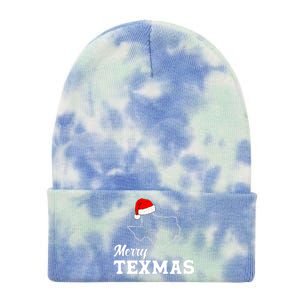 Merry Texmas Texas State Christmas Light Outline Santa Hat Tie Dye 12in Knit Beanie