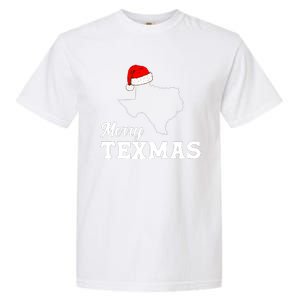 Merry Texmas Texas State Christmas Light Outline Santa Hat Garment-Dyed Heavyweight T-Shirt