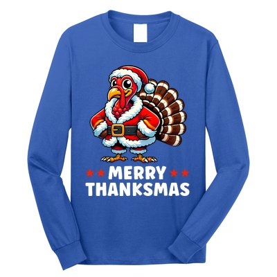 Merry Thanksmas Thanksgiving Turkey Xmas Funny Long Sleeve Shirt