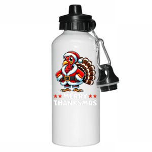 Merry Thanksmas Thanksgiving Turkey Xmas Funny Aluminum Water Bottle