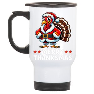 Merry Thanksmas Thanksgiving Turkey Xmas Funny Stainless Steel Travel Mug