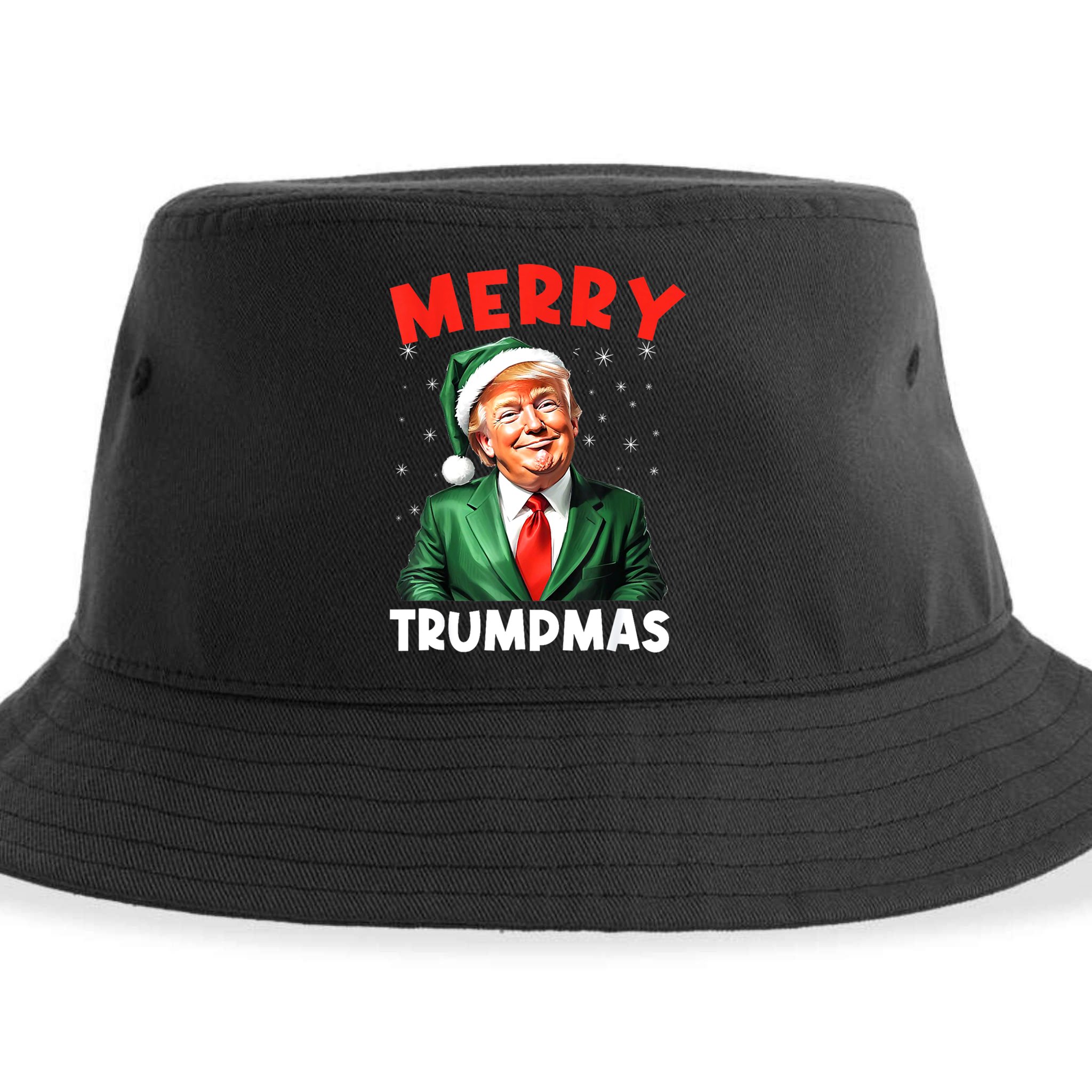 Merry Trumpmas Trump Christmas Santa Hat Gift Sustainable Bucket Hat