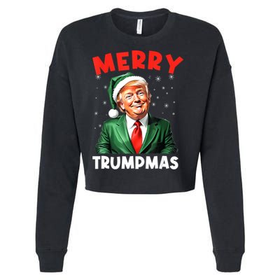 Merry Trumpmas Trump Christmas Santa Hat Gift Cropped Pullover Crew