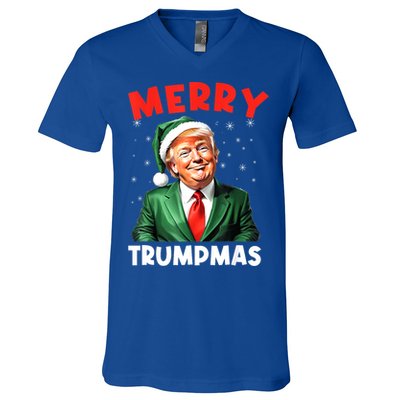 Merry Trumpmas Trump Christmas Santa Hat Gift V-Neck T-Shirt