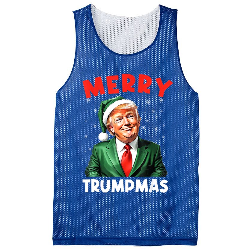 Merry Trumpmas Trump Christmas Santa Hat Gift Mesh Reversible Basketball Jersey Tank