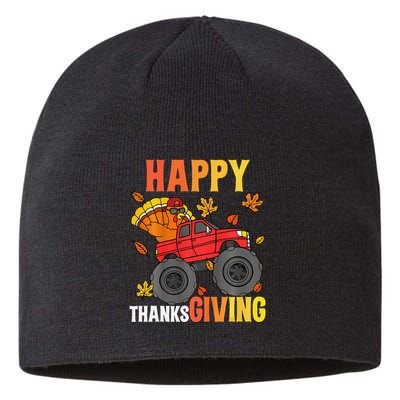 Monster Truck Turkey Happy Thanksgiving Gift Sustainable Beanie