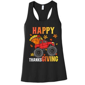 Monster Truck Turkey Happy Thanksgiving Gift Women's Racerback Tank