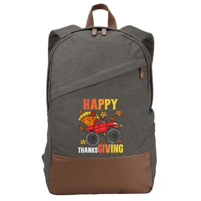 Monster Truck Turkey Happy Thanksgiving Gift Cotton Canvas Backpack