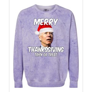 Merry Thanksgiving Trick Or Treat Funny Christmas Joe Biden Colorblast Crewneck Sweatshirt