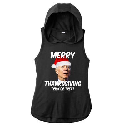 Merry Thanksgiving Trick Or Treat Funny Christmas Joe Biden Ladies PosiCharge Tri-Blend Wicking Draft Hoodie Tank