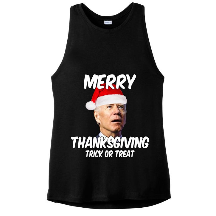 Merry Thanksgiving Trick Or Treat Funny Christmas Joe Biden Ladies PosiCharge Tri-Blend Wicking Tank